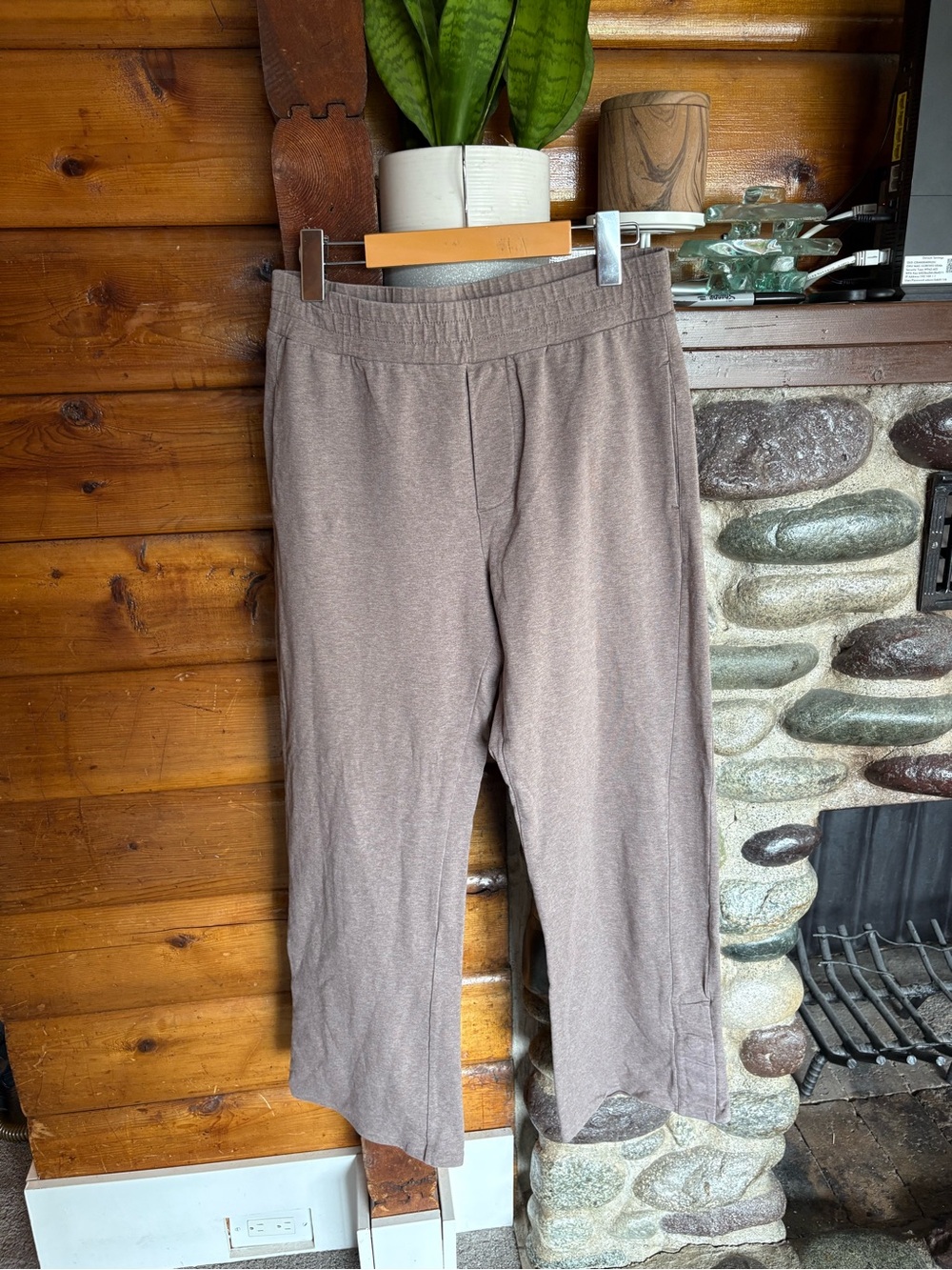 PACT Organic Cotton Wide Leg Lounge Pants Heathered Mushroom Brown Medium
